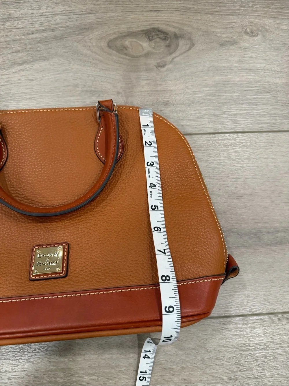Dooney & Bourke Pebble Grain Small Zip Satchel In Caramel